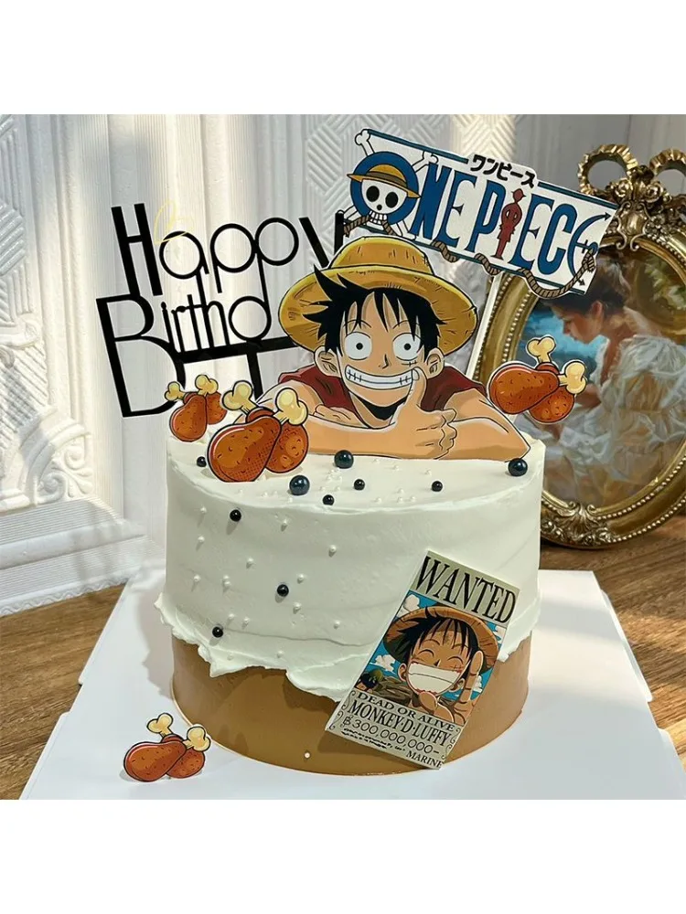 One Piece Luffy Tortendekoration Figuren Piratenschiff Segelboot Cartoon-Thema Kreative Kuchendekoration Geburtstag DIY Zubehör