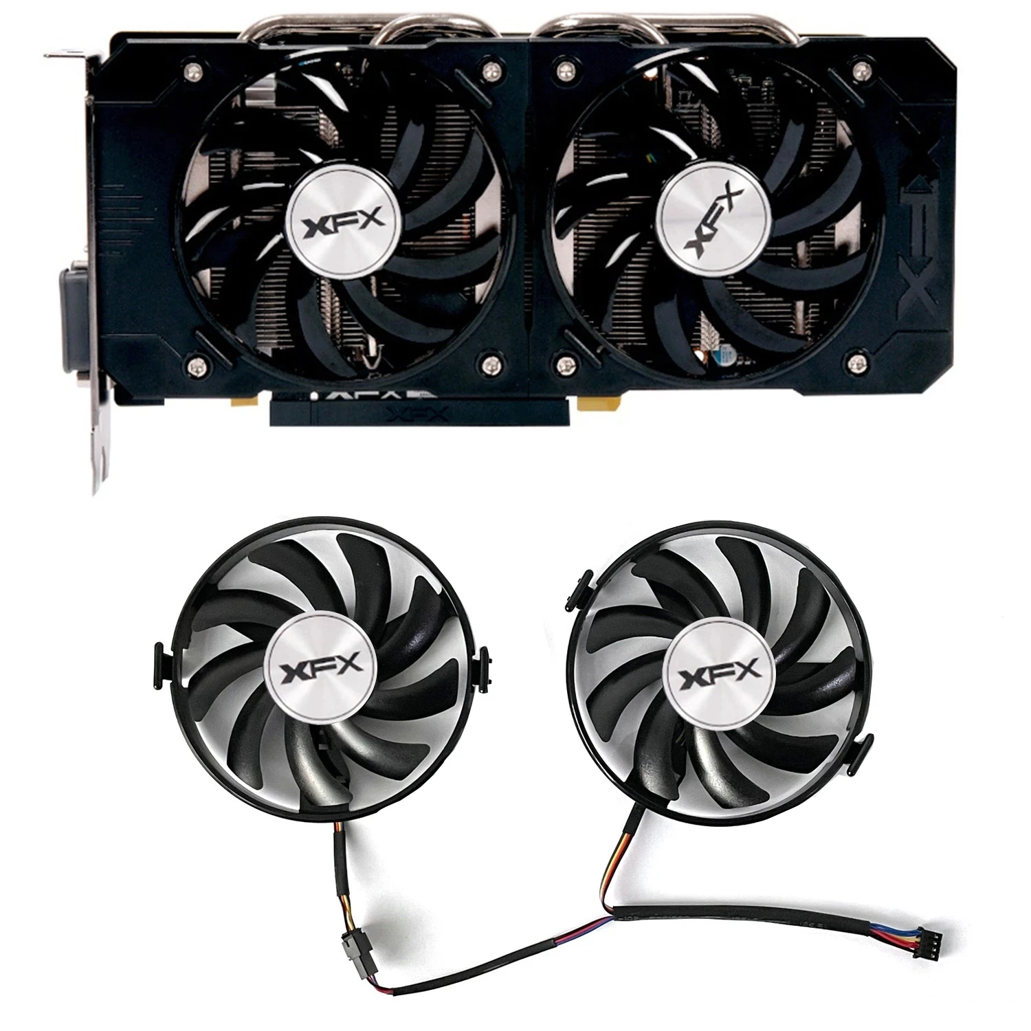 2pcs FDC10U12S9-C FY09010H12LPB 4pin Ventilador de Refrigeração para Radeon XFX R9 ETH 380 X R7 350 360 370 460-2/4 Fã Placa Gráfica