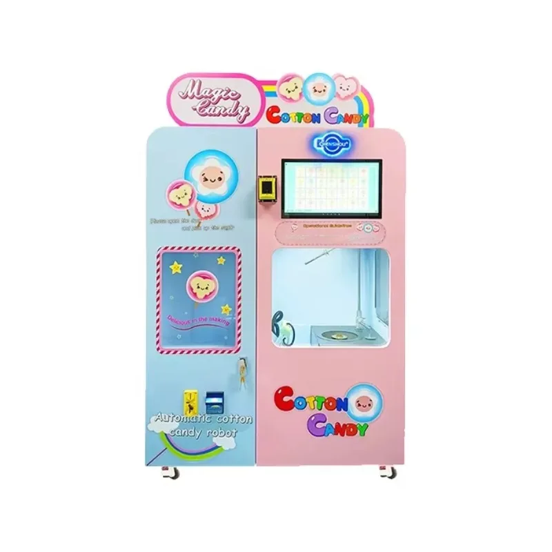Colorful Robot Cotton Candy Machine Automated Cotton Candy Vending Machine 24H Operation for Business