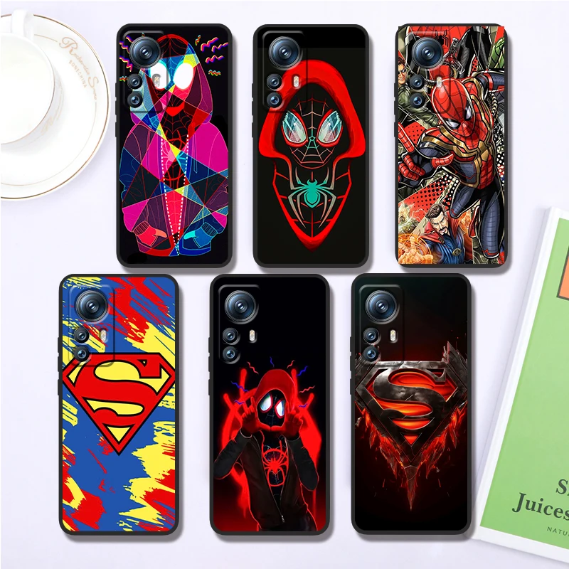 

Marvel Spider-Man Anime Cartoon For Xiaomi Mi 13T 13 12T 12 11T 11i 11 A3 10T 10 9 Pro Lite Ultra 5G Black Soft Phone Case