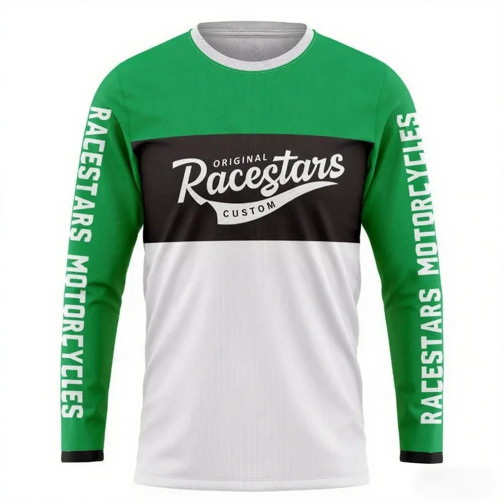 

3D Print Men's Long Sleeve Motocross T-Shirt Mountain Bike Riding Sports Round Neck Pullover Autumn Loose Quick Dry Male Clothes