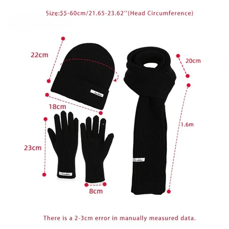 الشتاء محبوك قبعة للنساء وشاح قفازات 3 قطعة مجموعة بورجوندي مريحة لينة وشاح غير رسمي في الهواء الطلق الدافئة قفازات شاشة لمس مجموعات