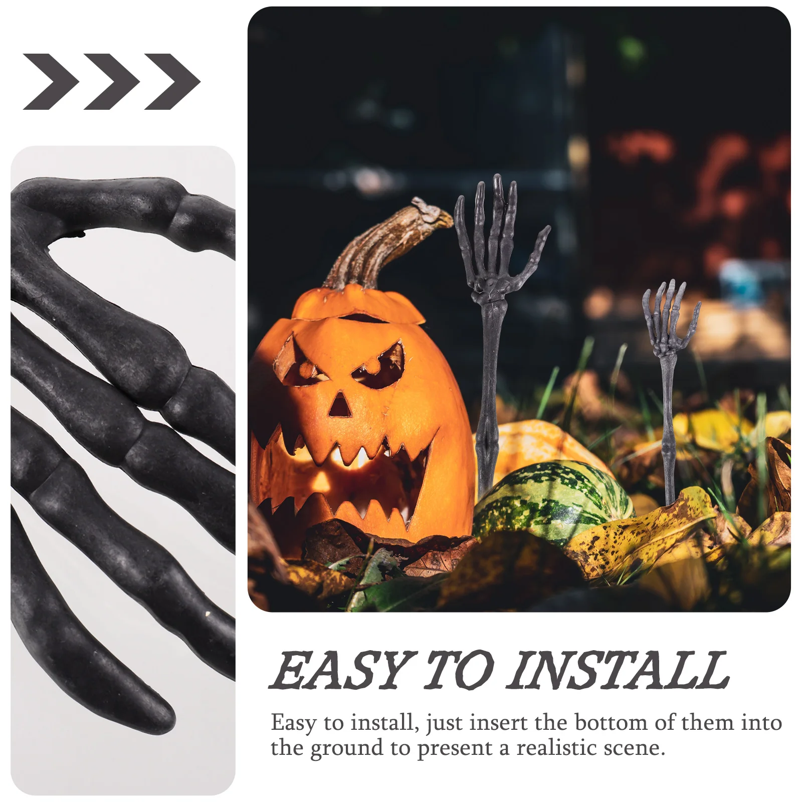 

Glowing Hands Stake Halloween Outdoor Decoration Scary Lawn Decorative Props Cemetery Party Supply Realistic Bone