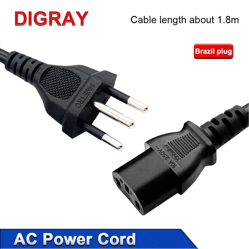 

DIGRAY 1.8m Power Cord Plug AC Power Cord Extension Cable Suitable For PC Computer Monitor Machine