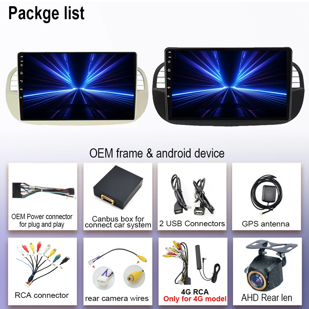 Car DVD Android 16 Radio Stereo For Fiat 500 2007-2015 Auto Multimedia Player GPS Navigation Head Unit High-Performance CPU WIFI