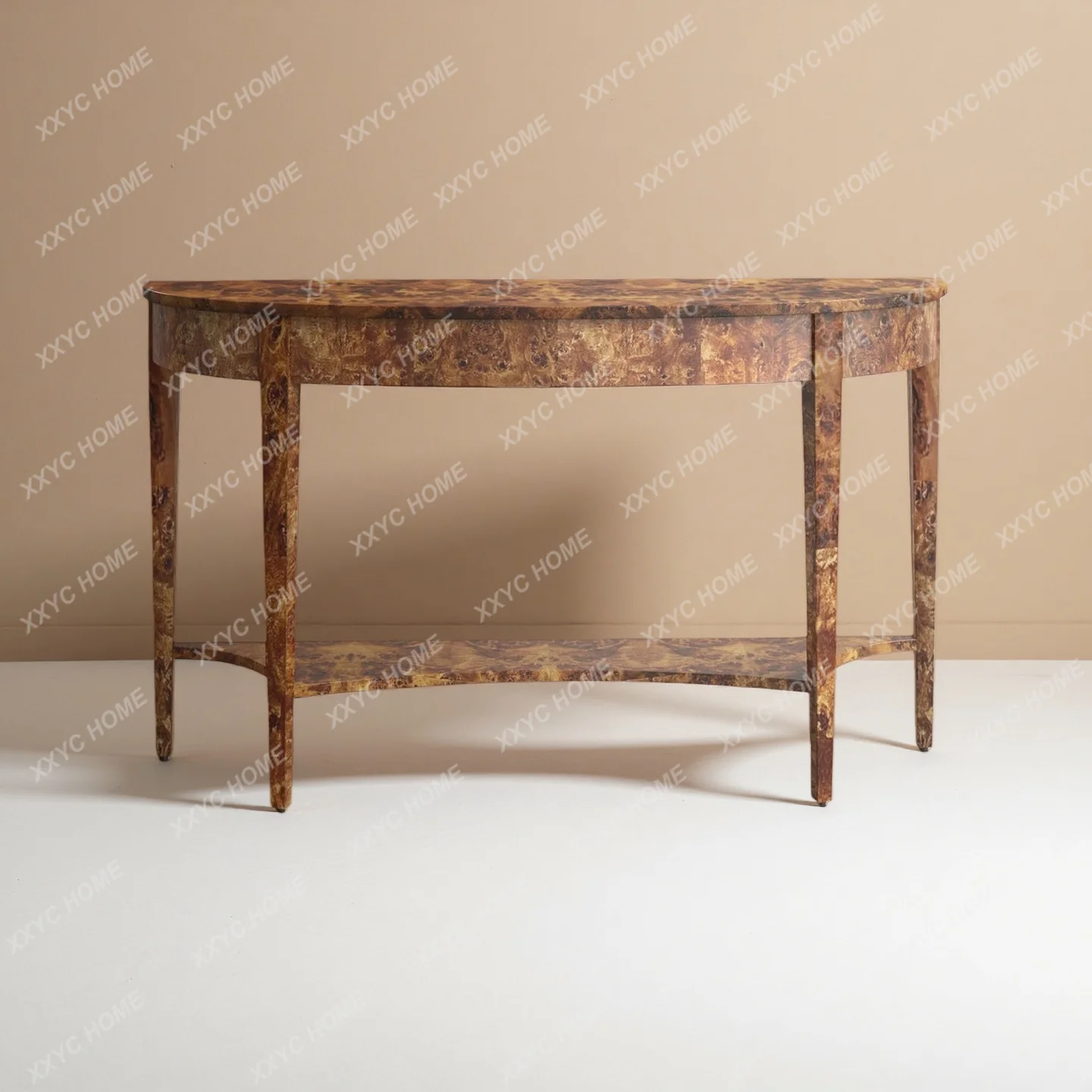 Retro solid wood entrance platform, tree tumor bark entrance table, entrance hall decoration strip case, living room against the