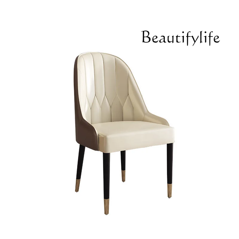 

Small apartment leather single dining chair style living room dining chair fashion backrest leisure