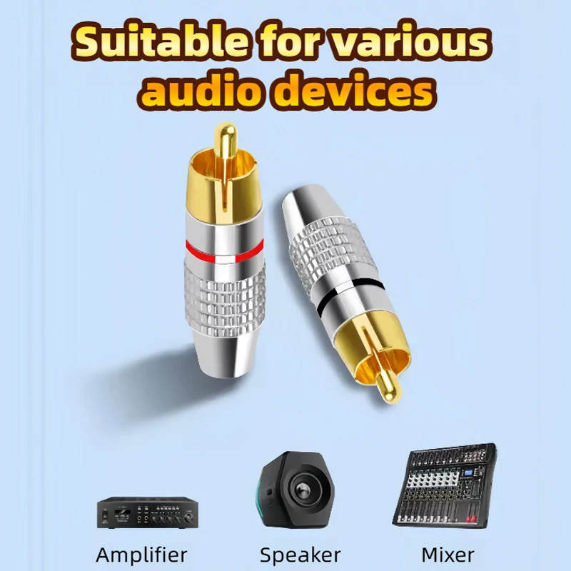 

RCA Lotus Male Plug For Audio-Video Signal Speaker - Male & Female Plugs Plum Blossom Lotus Cable Connector