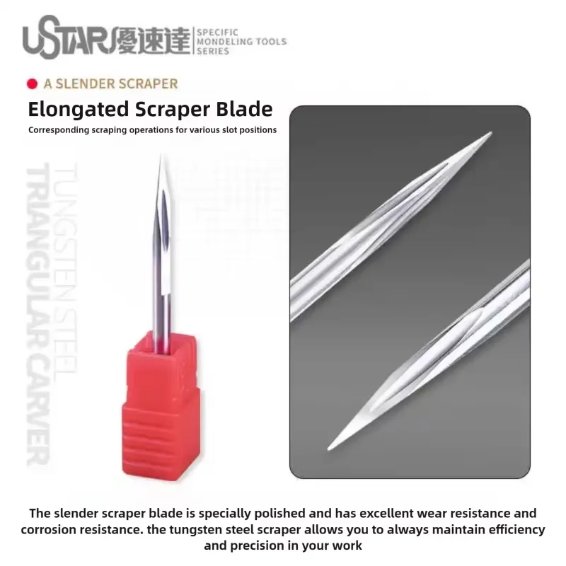 Ustar High‑Hardness Three‑Blade Scraper Alloy Grip Hobby Tool for Gundam Mecha Model Gate Residue Trimming & Cleaning