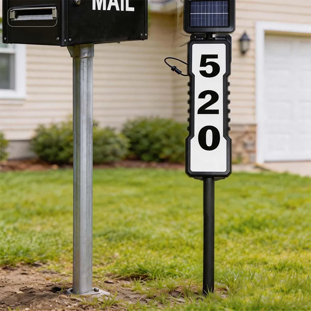 

Solar Powered Address Light, 360-Degree LED House Number Sign Solar Address Sign Includes 2 X20 Numbers &2 X 5 Letters (A to E)