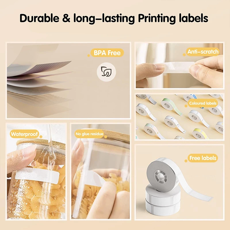 Niimbot Wit/Kabel/Rond/Transparant Thermische Label Sticker Waterdicht UV Papier Voor D11 D110 Mini printer Label Maker