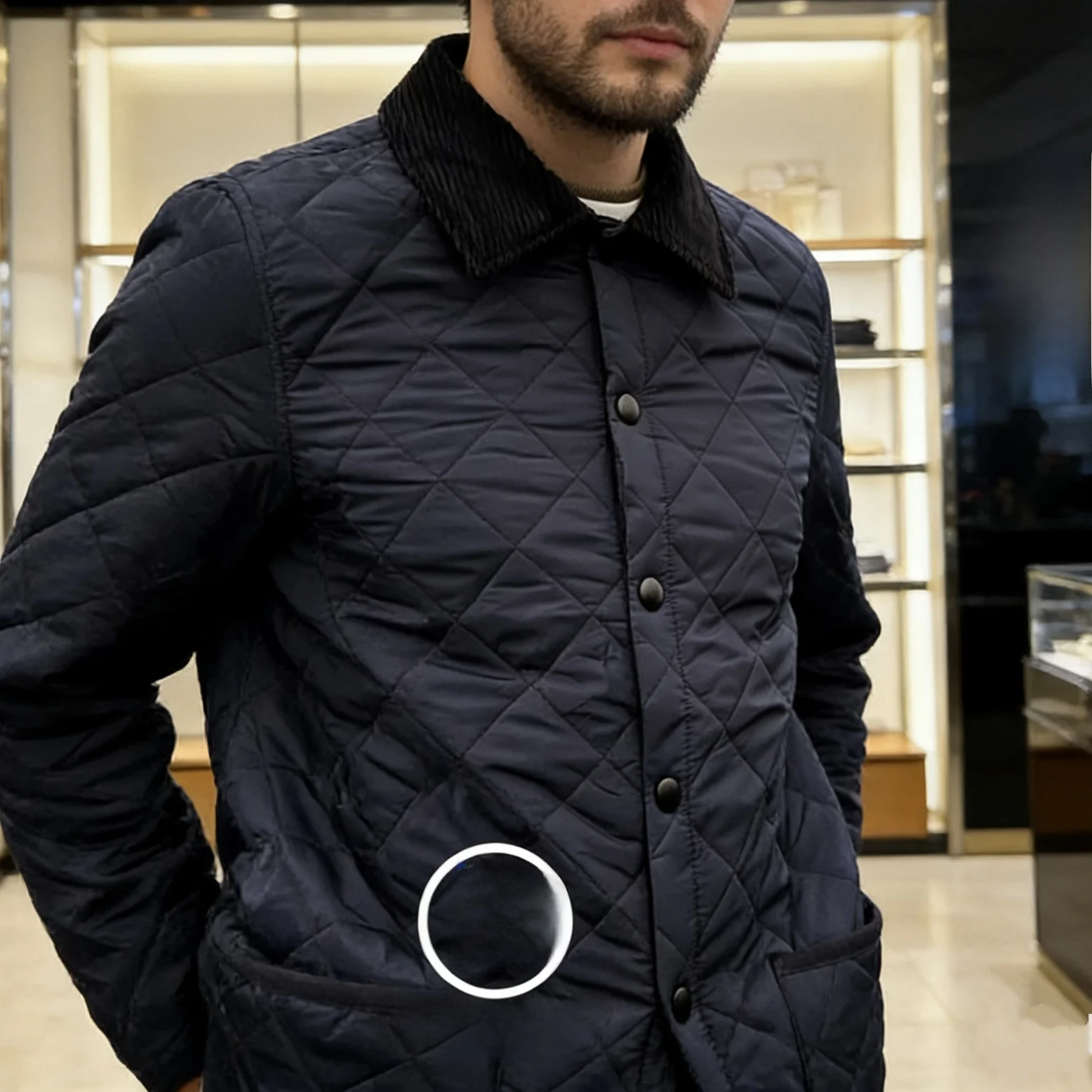 

Thiened Cotton Jaet Lightweight Warm Quilted Corduroy Collar Sli Youthful Fit Polyester Long Sve Button Clo...