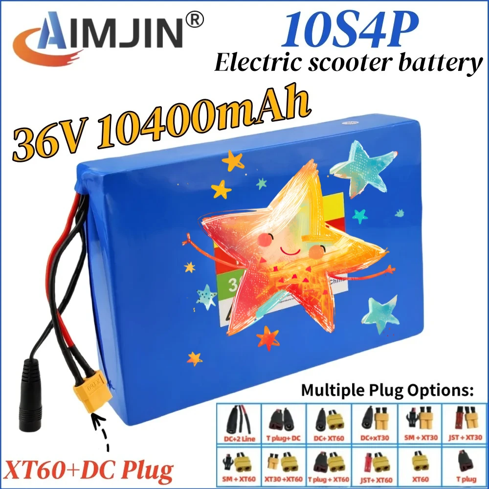 

Литиевая аккумуляторная батарея 36В 10.4Ач 10S4P 18650 со встроенной BMS для электросамокатов, скейтбордов, лонгбордов мощностью 500Вт-750Вт, замена для транспортных средств для поездок на работу