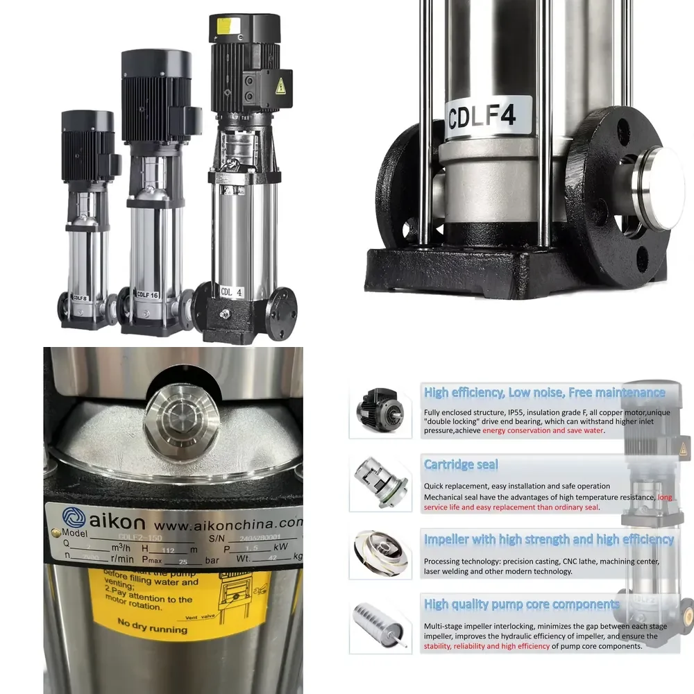 

Aikon CDL Series Stainless Steel Centrifugal Agricultural Inline Water Water Pumps Vertical Electric Pressure Pump