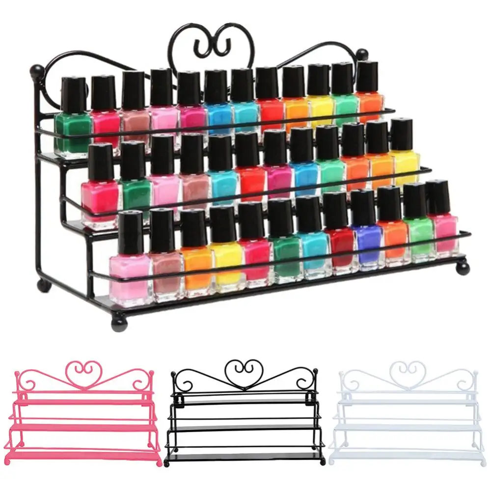 Scaffale per smalti per unghie a forma di cuore a 3 strati, espositore per cosmetici, organizer per rack, espositore per smalti per unghie, scaffale per gel