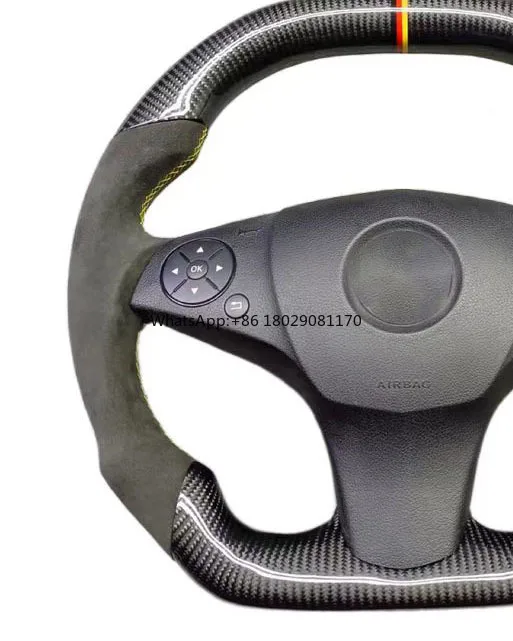 Volante de ante personalizado para coche, accesorio de fibra de carbono 2008 para Mercedes C63, C200, C260, W204, AMG Ano