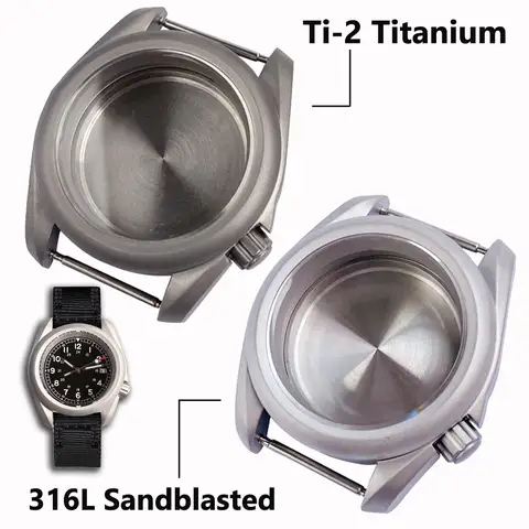Sandblasted Sapphire Crystal Watch Case, titânio, 3,8 coroa, 40mm, NH35, NH36, NH38, NH70, NH72, ETA2824, PT5000, SW200, ST2130, 316L