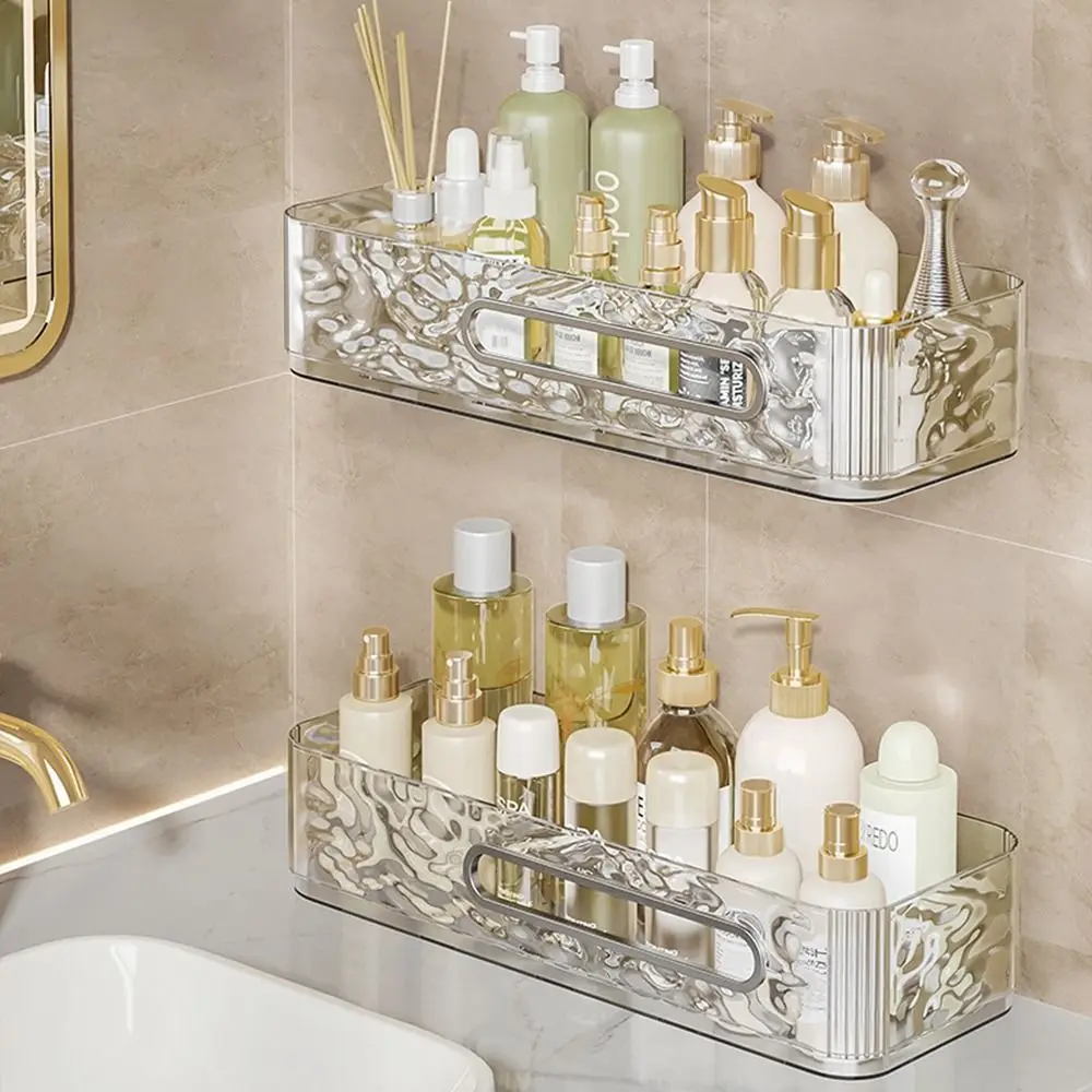 

Modern Plastic Bathroom Shelves Large Capacity Wall Mounted Shampoo Storage Rack Space Saving Makeup Organizer for Home