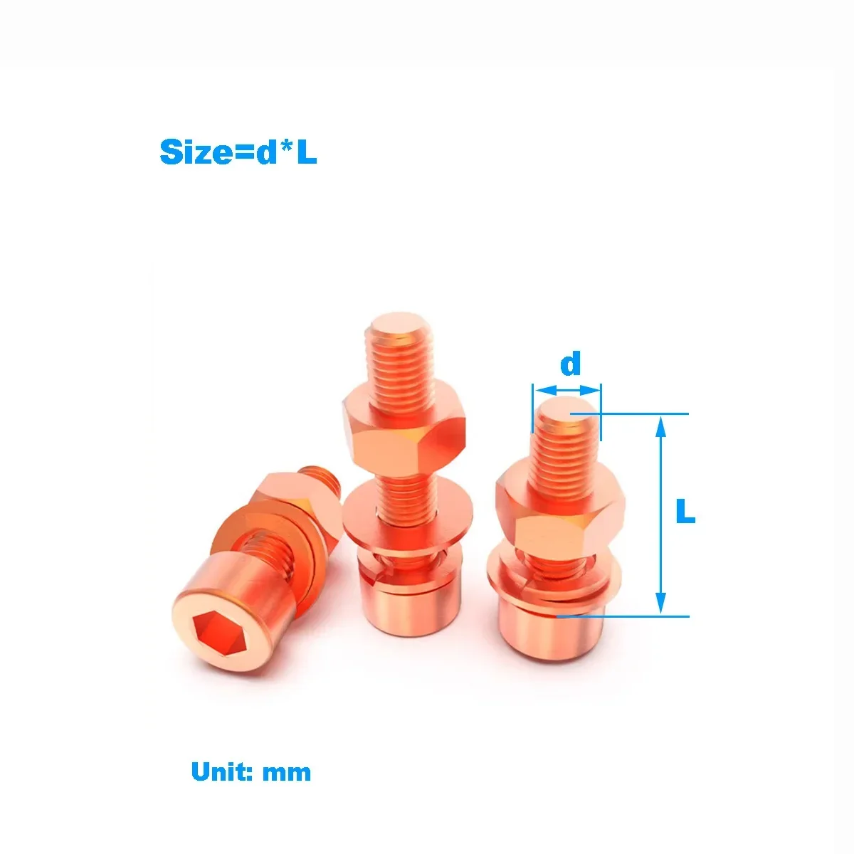 

Purple Copper / Red Copper Hexagon Socket Screws And Bolts / Conductive Hexagon Socket Screws And Nuts Combination