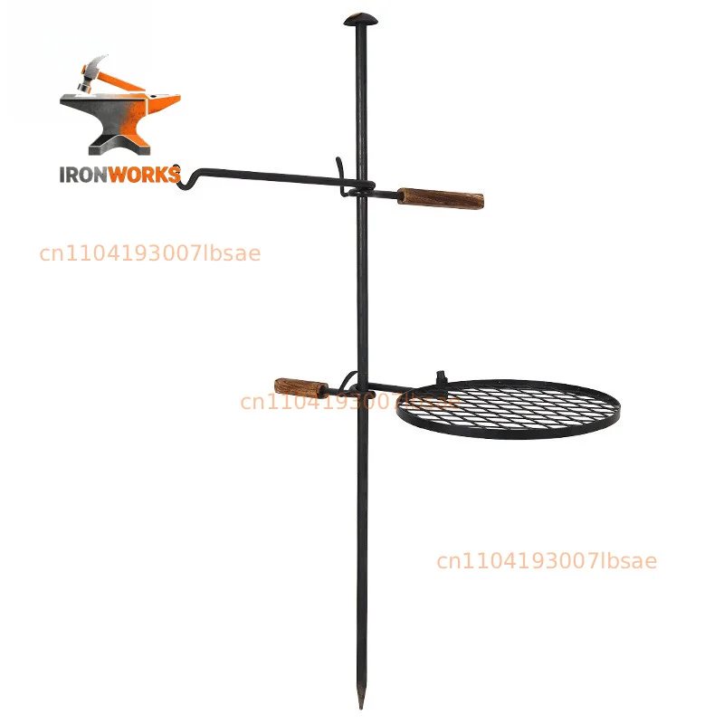 Outdoor camping fire grill, camping fire grill, outdoor cooking home BBQ campfire, iron wrought round barbecue plate