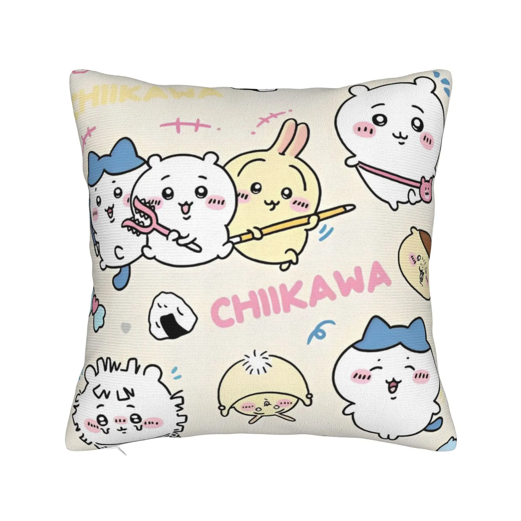 Chiikawa Catoon Square Pillow Cases  Cushion Covers Customized Polyester Decor Pillowcase for Sofa 40x40cm