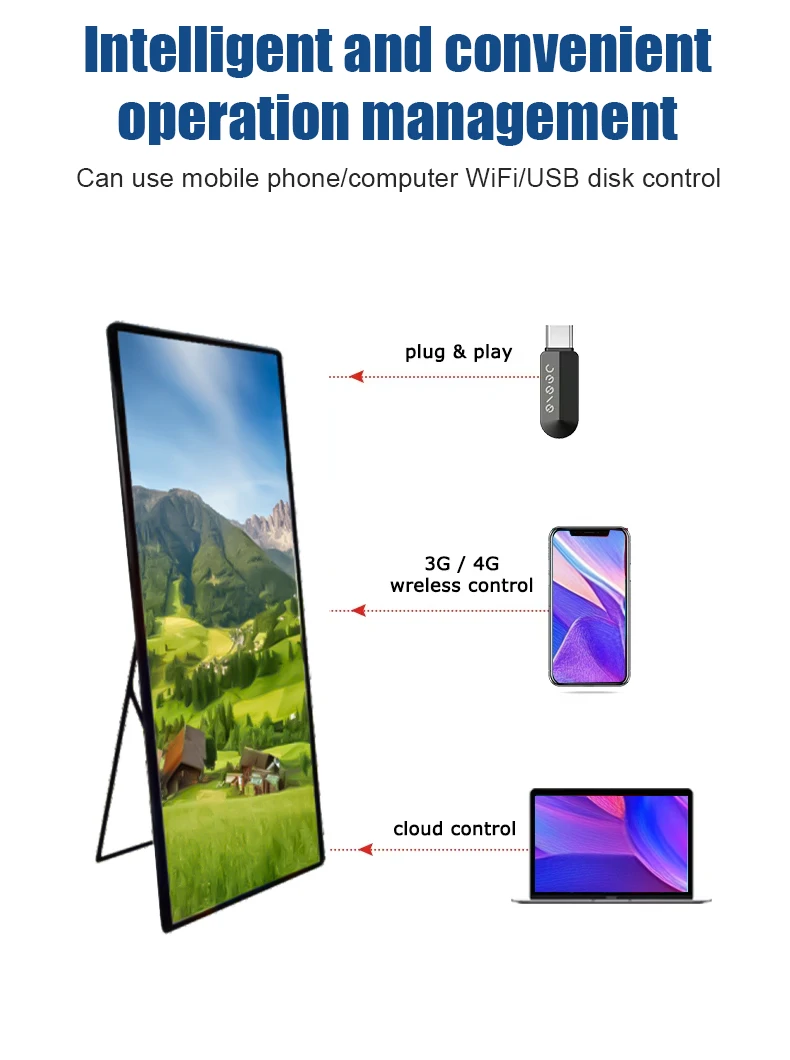 65 Inch Remote Content Management Digital Signage Mall Advertising Display Commercial Smart Screen Media Player
