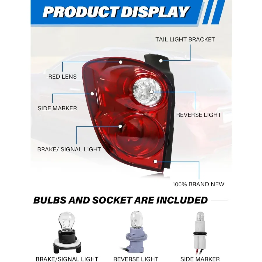ชุดไฟท้ายที่ใช้ร่วมกันได้กับรถเชฟโรเลต Equ20102015 สำหรับด้านซ้ายและขวา ใช้แทนหลอดฮาโลเจน ไฟเบรกหลังสำหรับรุ่น Mode