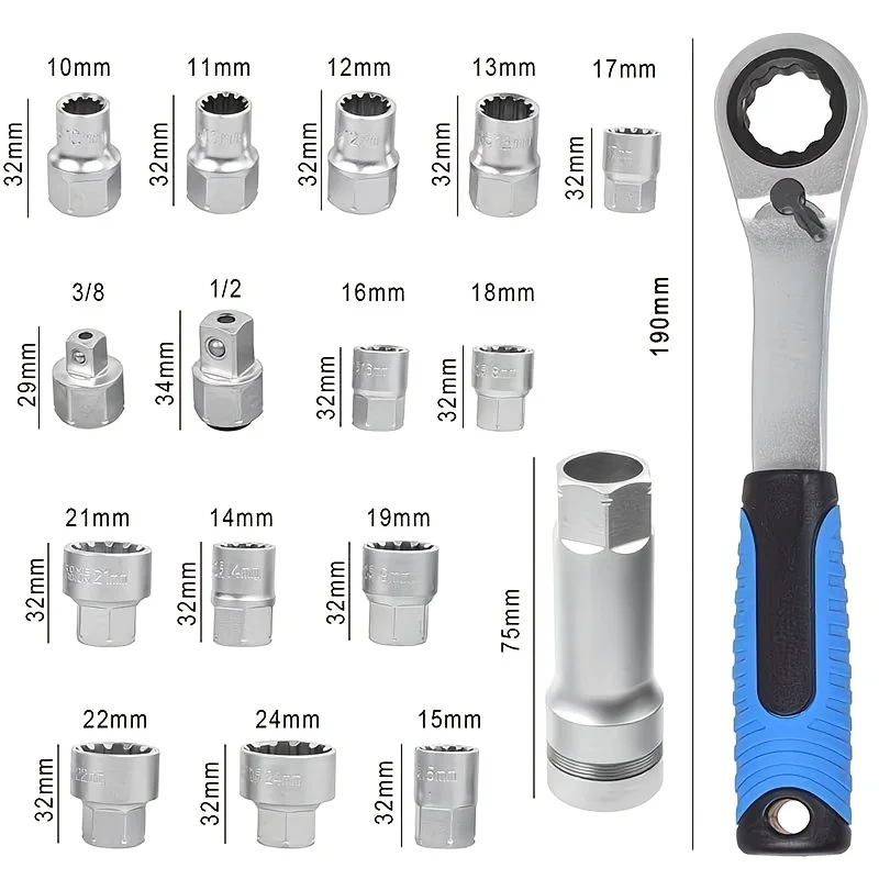 17pcs 3/8