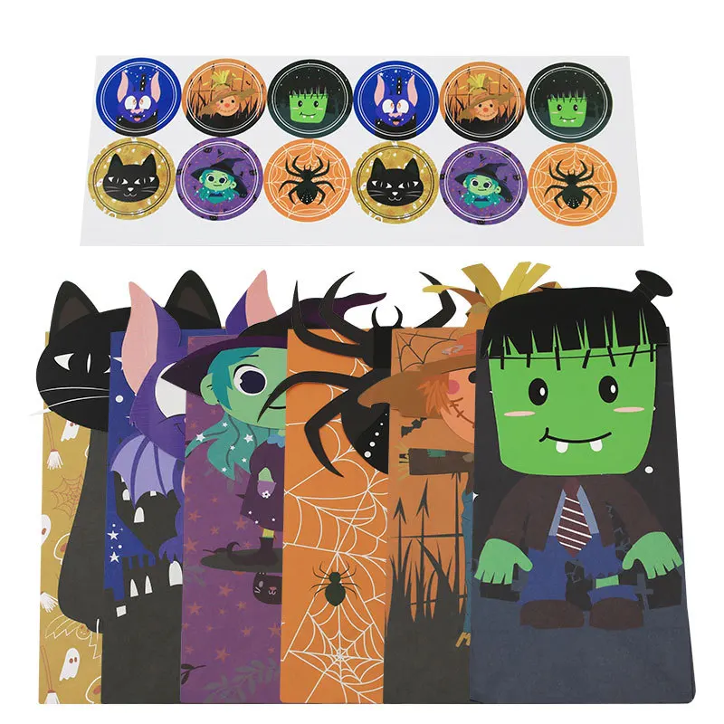12/24Pcs Halloween Thema Papier Geschenk Tasche Für Süße Spinne Katze Bevorzugung Öl Beweis Lebensmittel Geschenk Verpackung Einkaufstaschen party Dekoration – Detail 3