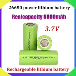 Power Lithium Battery 26650 3.7V Actual Capacity 6000mAh Suitable for LED Lights Electric Vehicles Power Tools 40-50A Discharge