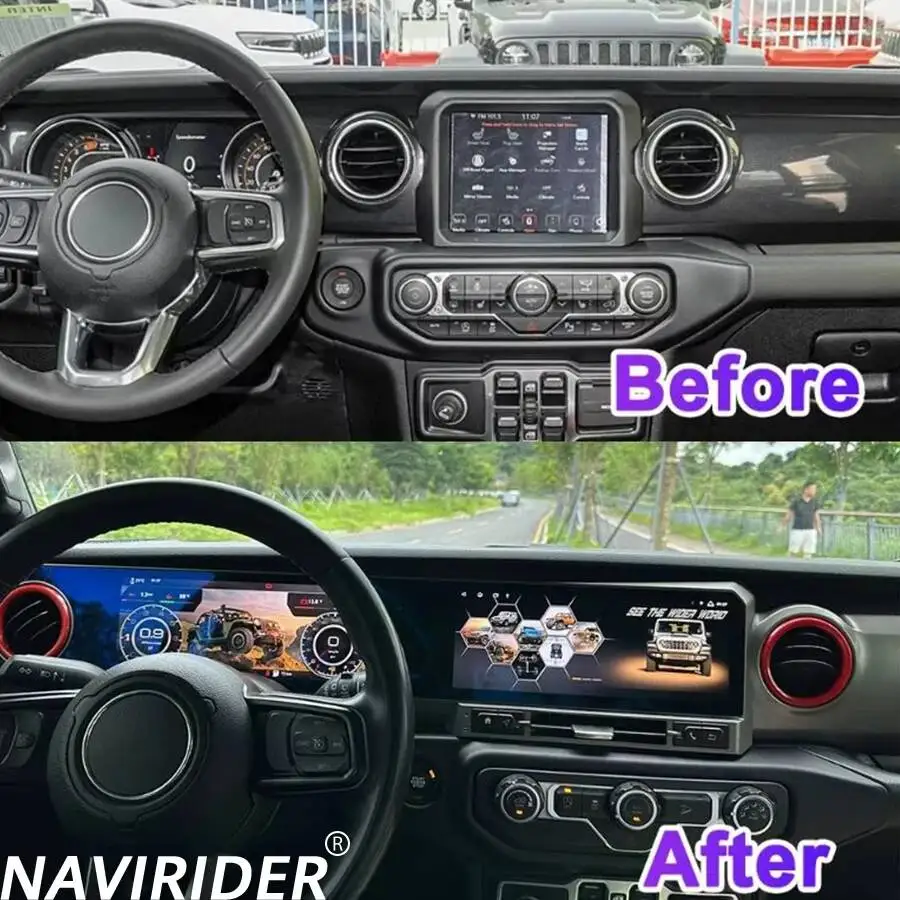 12.3+12.3inch For JEEP WRANGLER 2018-2022 LCDGPS Navi Stereo  Android Qled Dual Screen Multimedia Player 4G Carplay Car Radio