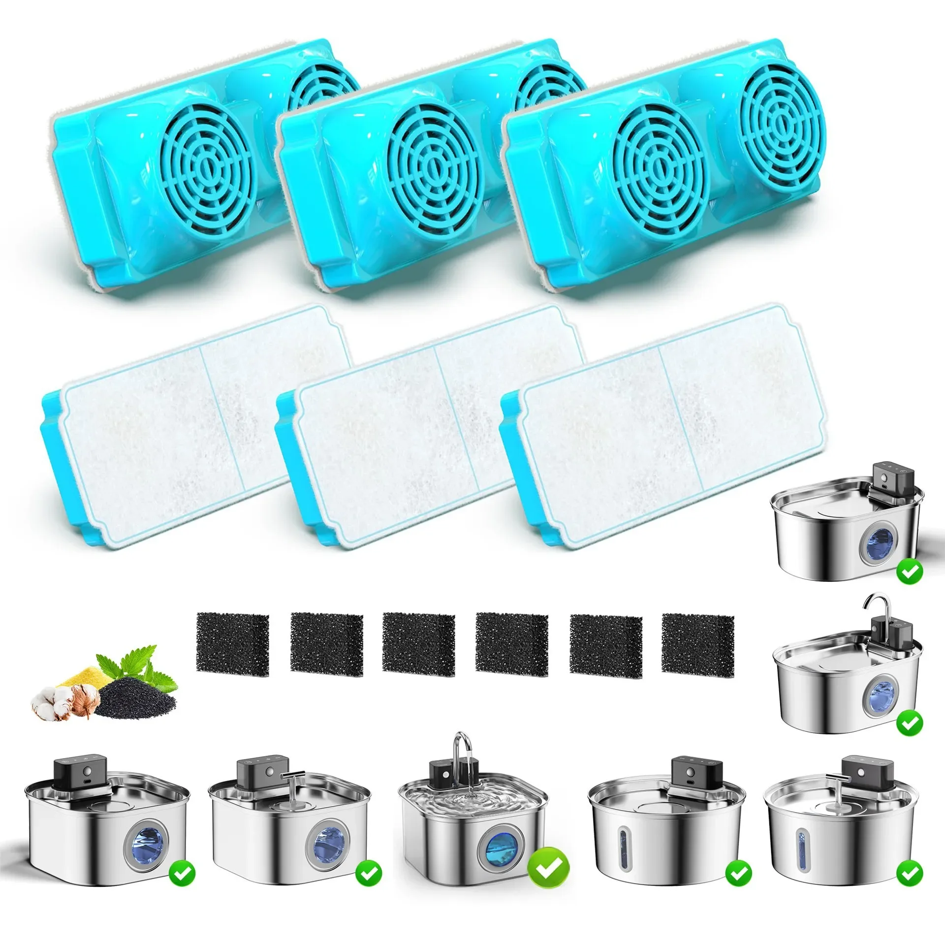 

Cat Water Foutain Filters Cat Drinkers Pet Water Purifier Filter For 3.2L Stainless Steel Wireless Cat Water Fountain 4000mAh