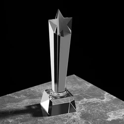 Free Customized Fashion Star Crystal Trophy Medal Sports Event Champion Award Cup Glass Craft Gift Souvenirs Home Decoration