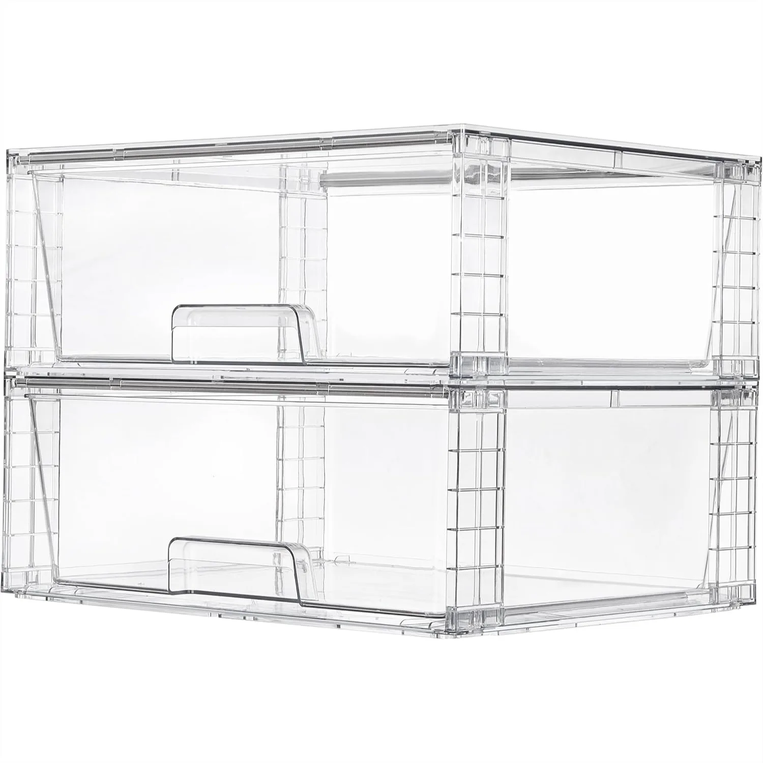 

2 Pack Large Stackable Storage Drawers, Clear Acrylic Bathroom Closet Undersink Organizers, Plastic Storage Bins for Cabinet