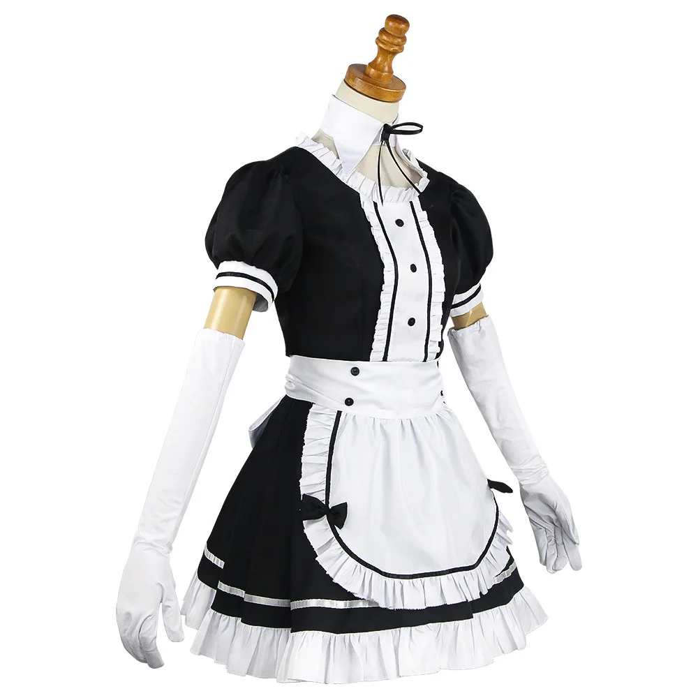 Vrouwen Vintage Cosplay Kostuums Sexy Franse Schort Knecht Outfit Jurk Halloween Feest Alice Serveerster Rollenspel Uniform