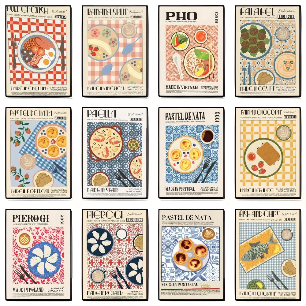 Authentic Nostalgic Retro Japanese Korean Food Poster High-definition Art Sticker Self Adhesive Waterproof Home Decoration