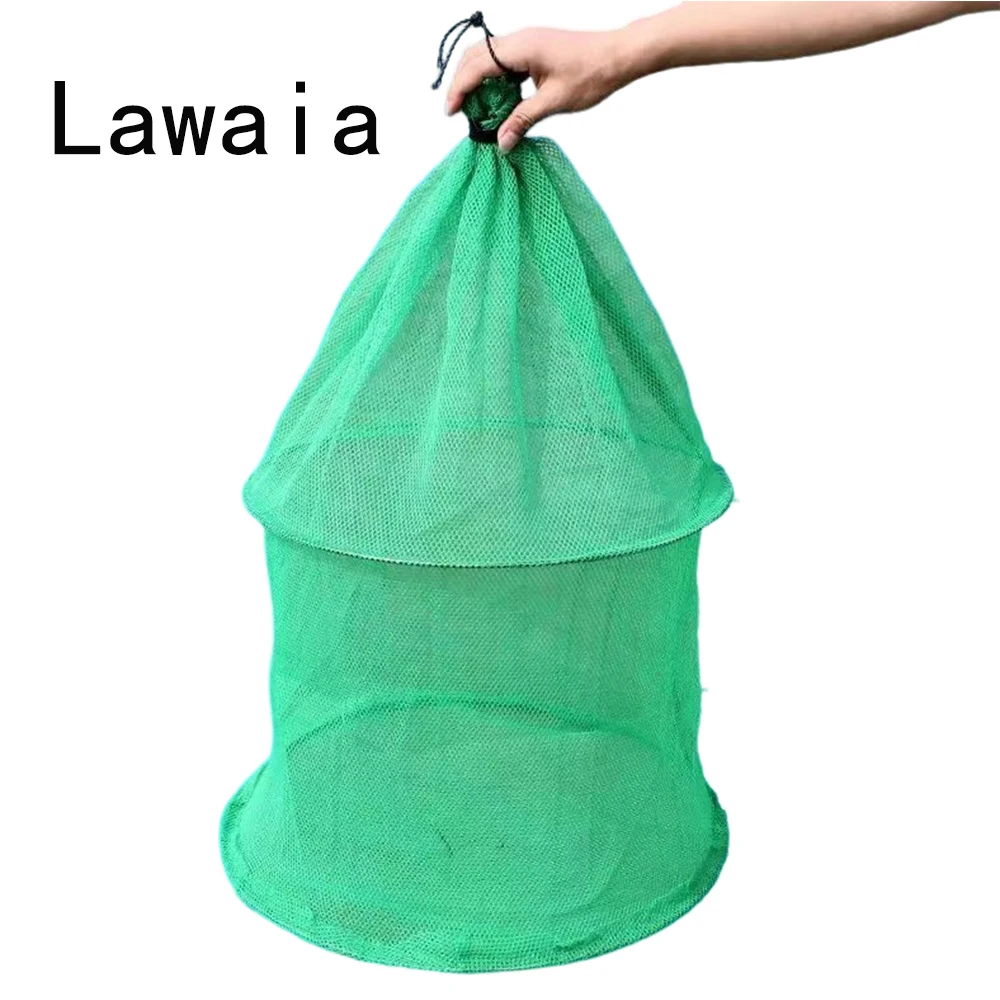 

Lawaia Folding Fishing Nets Cage Strong Braided Wire Small Mesh Hand Net Quick-drying Fish Bag Stainless Steel Mesh Rings