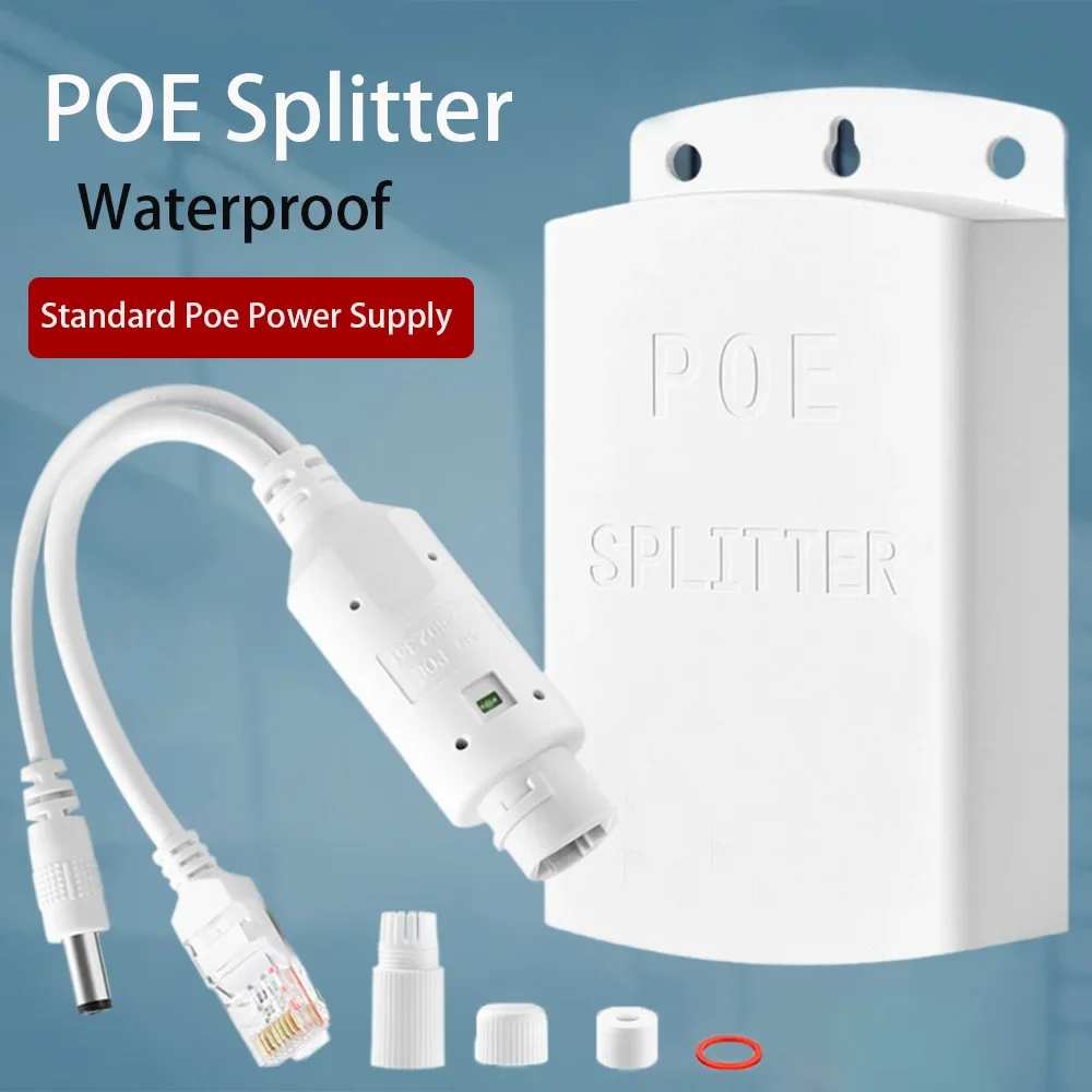 Huitenda POE Splitter Outdoor Waterproof 12V 1A/2A 15.4W 48Vto12V Cable 10/100Mbps Power Supply for ip camera  switch poe