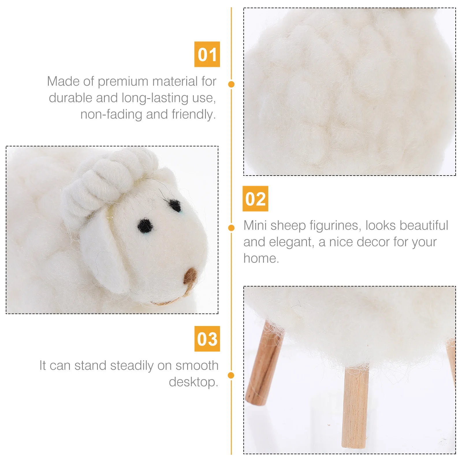

Adorable Felt Sheep Christmas Decorations Festive Home Decor Portable Desktop Props Steady on Smooth Surfaces Sheep Figurines