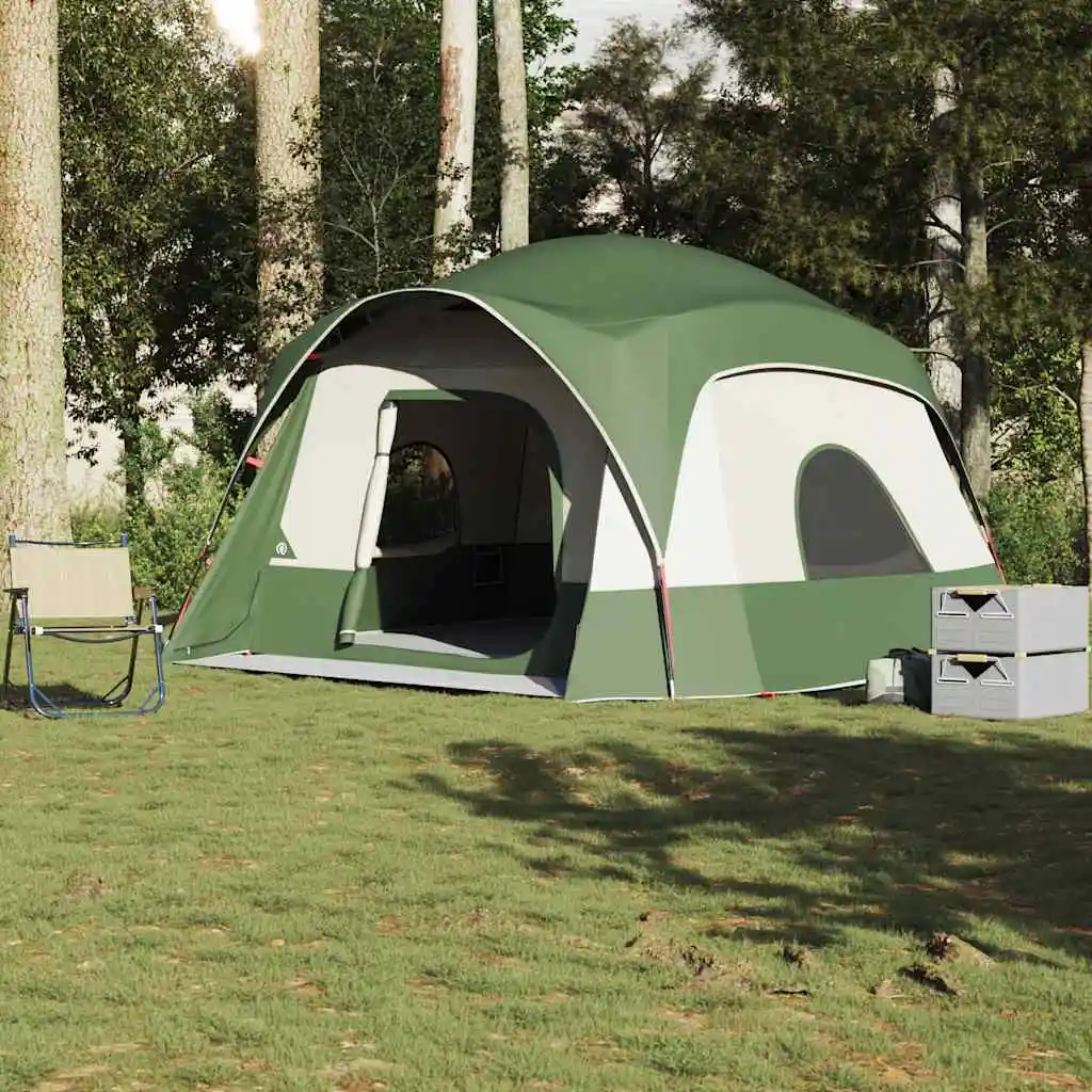 Familienzelt für 6 Personen, grün, wasserdicht, tragbares, faltbares Campingzelt für den Außenbereich, UV-Schutz-Vordach