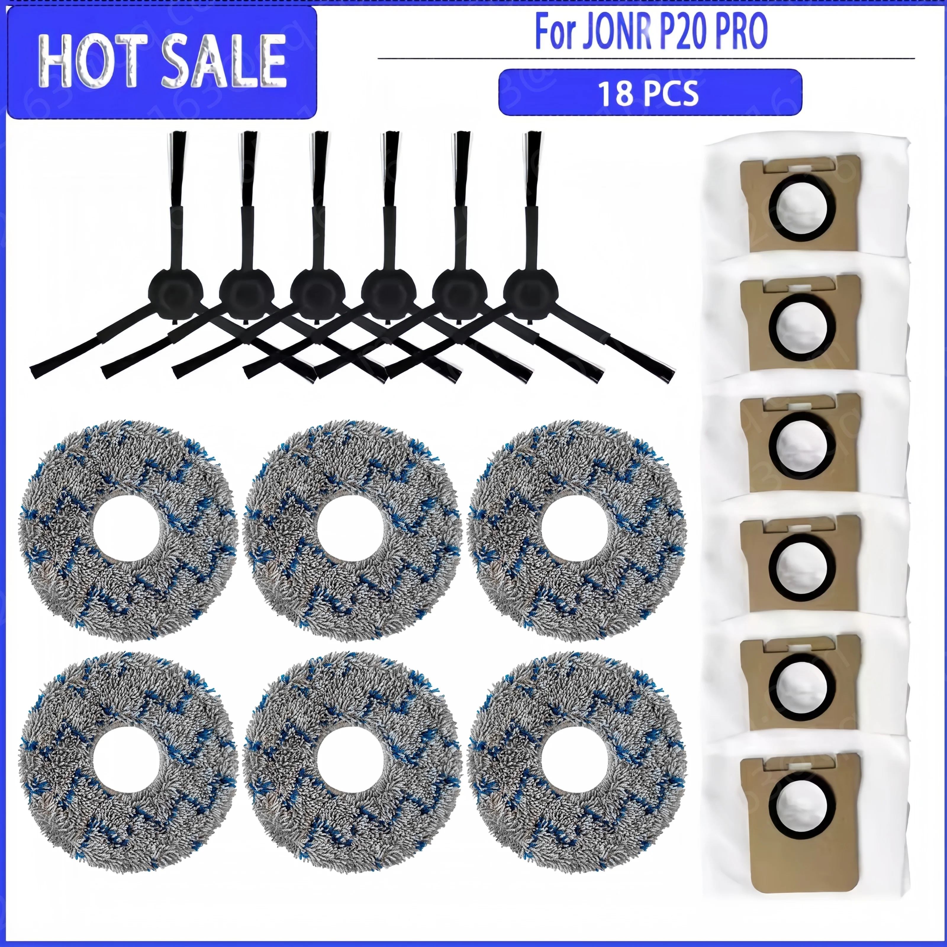 متوافق مع فرشاة جانبية ممسحة قماش كيس لجميع الغبار لملحقات قطع الغيار JONR P20 PRO المواد الاستهلاكية
