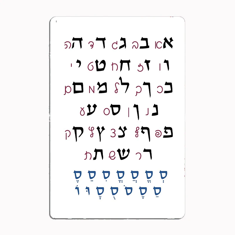 Hebrew Alphabet With Nikkud Jewish Teaching & Education Metal Plaque Club Home Club Bar Funny Wall Decor Tin Sign Poster