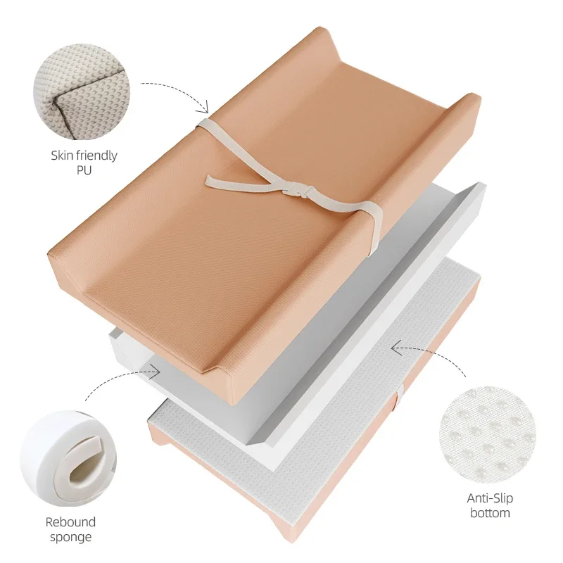 Solid Color Newborn Baby Diaper Changing Pad with Safety Strap Portable Wipeable Nappy Changing Mat for Boys Girls Babies Stuff