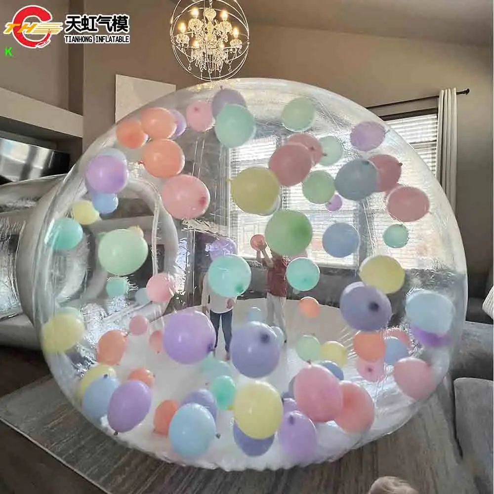 Barraca de bolhas inflável para acampamento ao ar livre, lona de PVC, sala de exposição transparente, casa de bolhas inflável com túnel