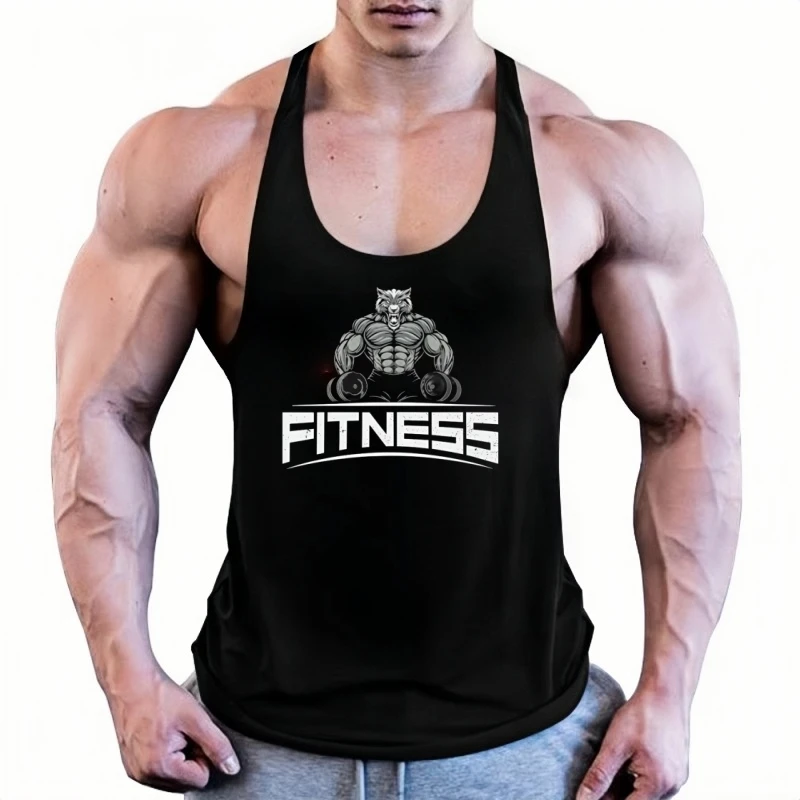 Mens Muscle Bodybuilding Tank, Gym Stringer Vest, Fitness Singlet, Fashion Athletic Breathable Sleeveless Workout Shirt