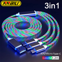 NNBILI Glowing LED Light USB 3 IN 1 cable Phone Fast Charging Charger Luminous Type C Cable For Xiaomi iPhone Phone Accessories