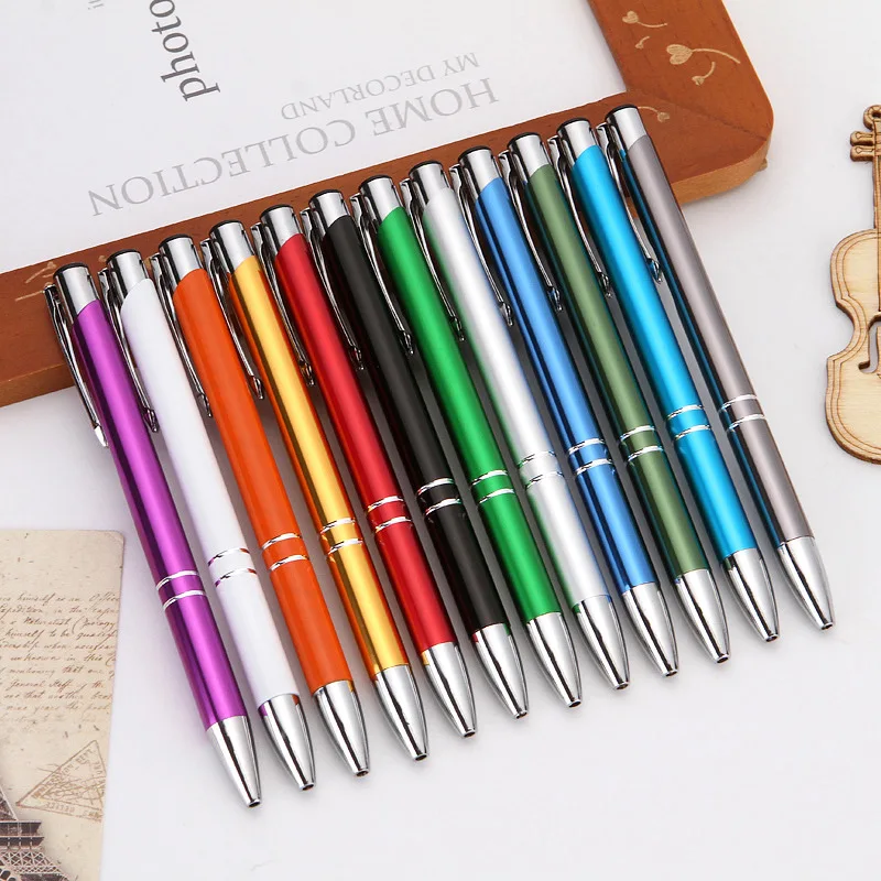 

25pcs Ballopint Pen Metal Ball Pen Metal Ballpoint Pen Push Action Student Prizes Creative Small Gifts Support Wholesale