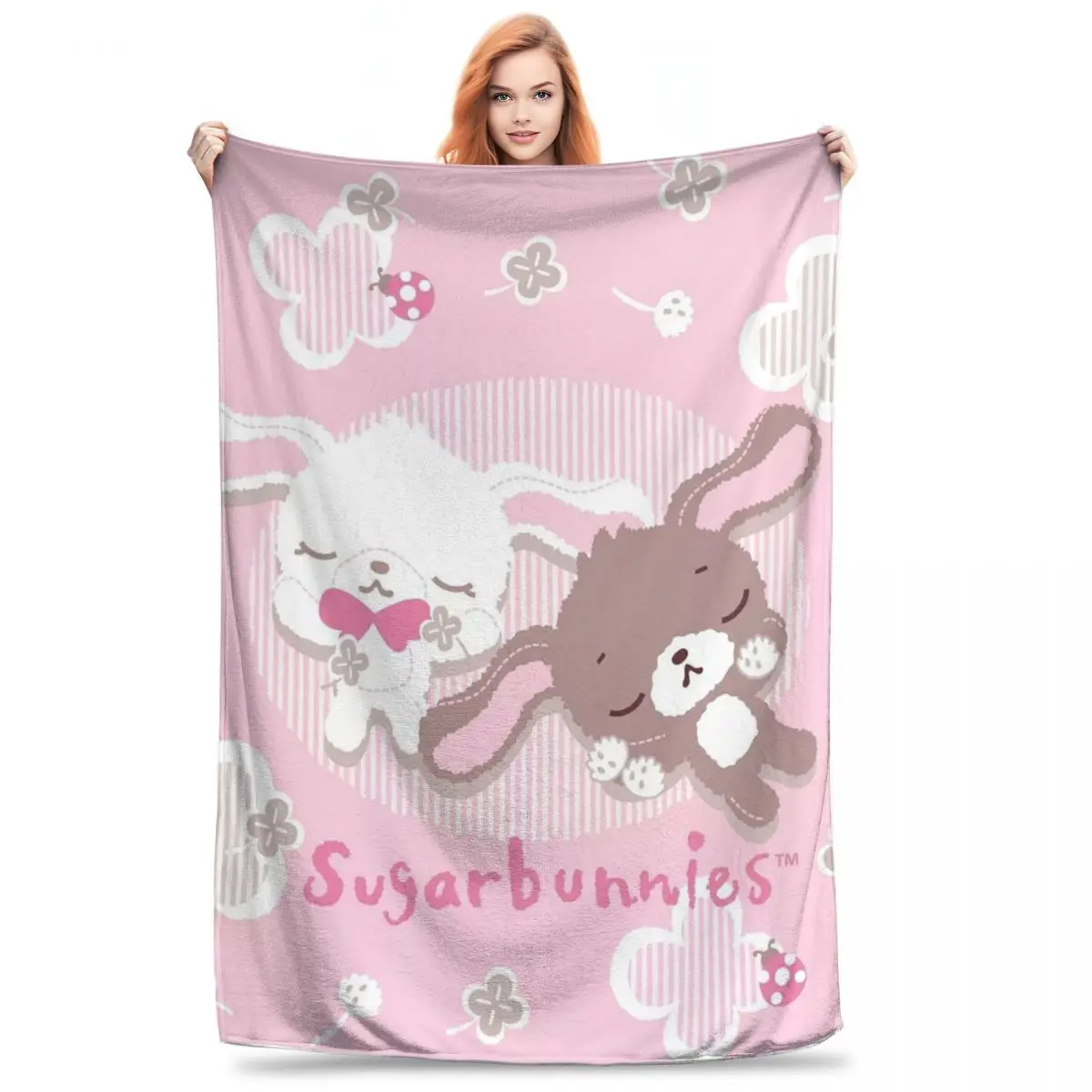 Sugarbunnies Blankets Flannel Multi-function Throw Blankets Sofa Throw Blanket For Home Bedroom Office Throws Bedspread Quilt