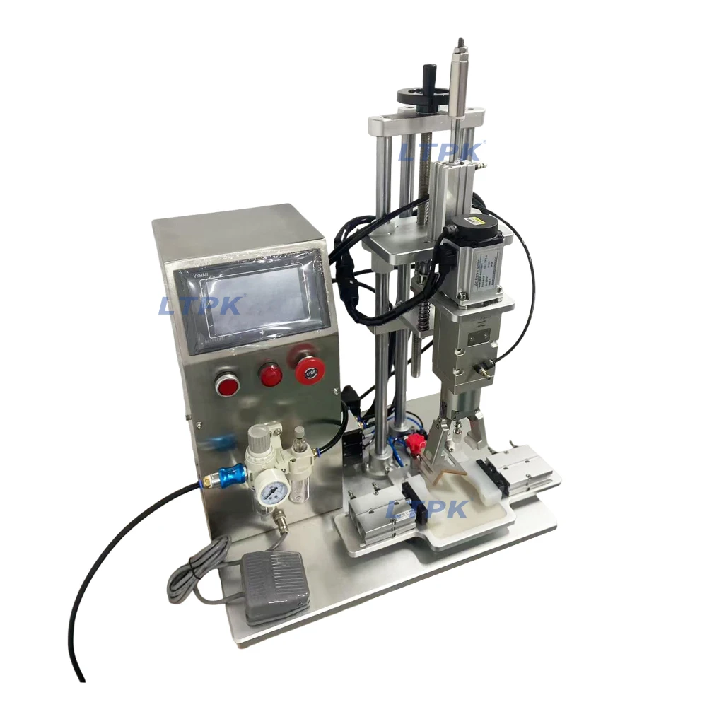 

Semi Automatic Pneumatic Cosmetics Water Beverage Glass Spray Bottle Plastic Caps Screw Capping Machine