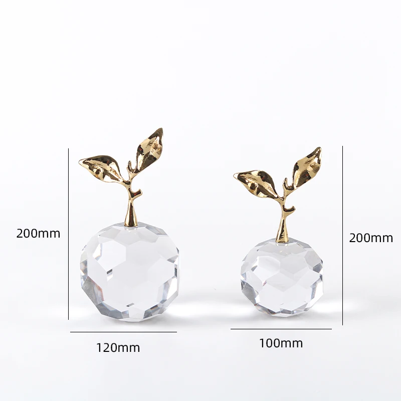 Home Decor Crystal Fruit with Metal Elegant Ornament Knick-Knack for Room Decoration